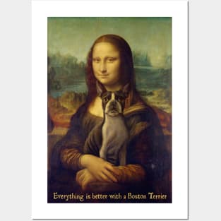Mona Lisa with Boston Terrier Posters and Art